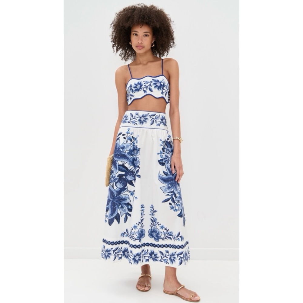 FARM Rio Blue and White Crop Top - Picture 2 of 5